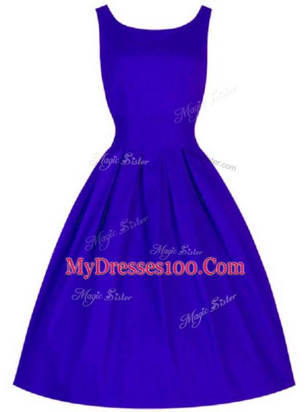 Luxury Ruching Court Dresses for Sweet 16 Blue Lace Up Sleeveless Knee Length