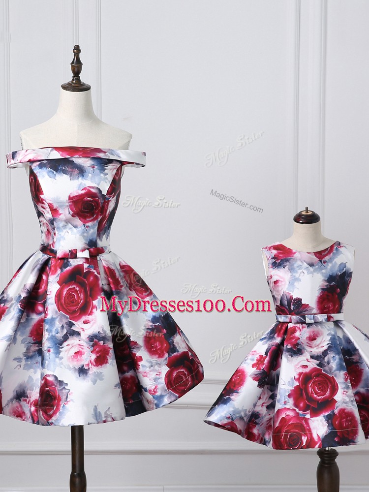 Designer Multi-color Lace Up Off The Shoulder Belt Printed Sleeveless