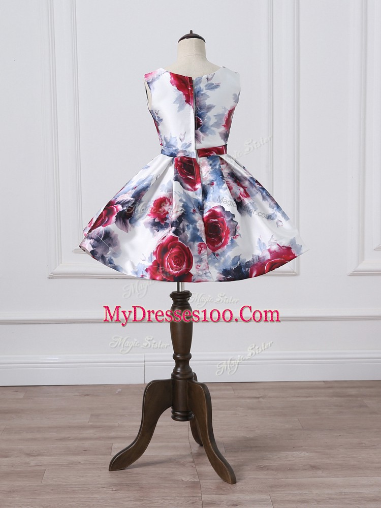 Designer Multi-color Lace Up Off The Shoulder Belt Printed Sleeveless