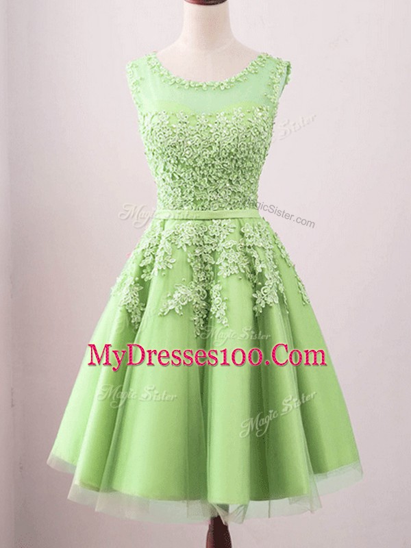 Knee Length A-line Sleeveless Wedding Guest Dresses Lace Up