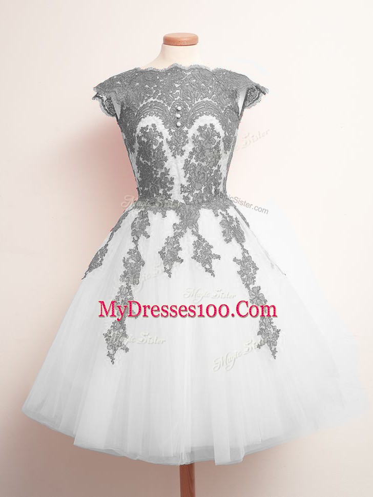 Admirable Sleeveless Appliques Lace Up Dama Dress for Quinceanera