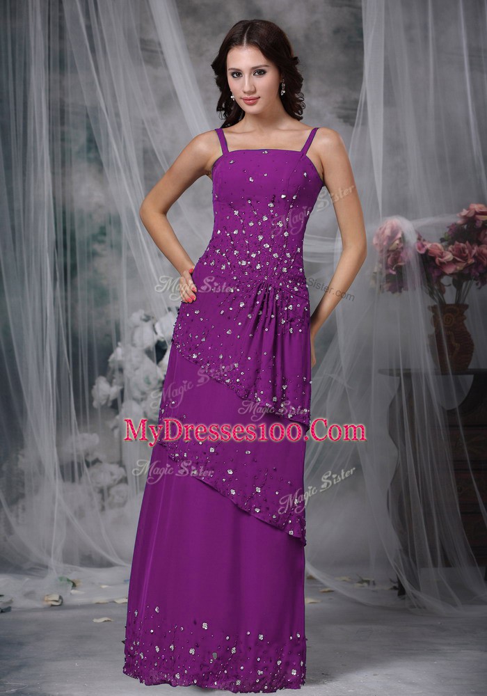 Floor Length Empire Sleeveless Purple Mother of the Bride Dress Zipper