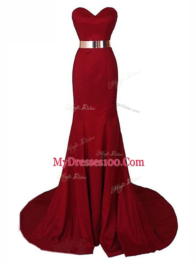 Excellent Black Sweetheart Lace Up Belt Prom Party Dress Brush Train Sleeveless