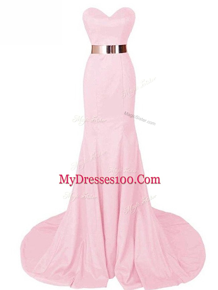 Excellent Black Sweetheart Lace Up Belt Prom Party Dress Brush Train Sleeveless