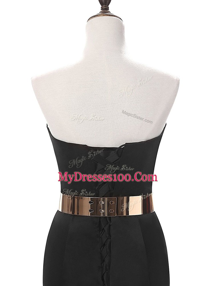 Excellent Black Sweetheart Lace Up Belt Prom Party Dress Brush Train Sleeveless