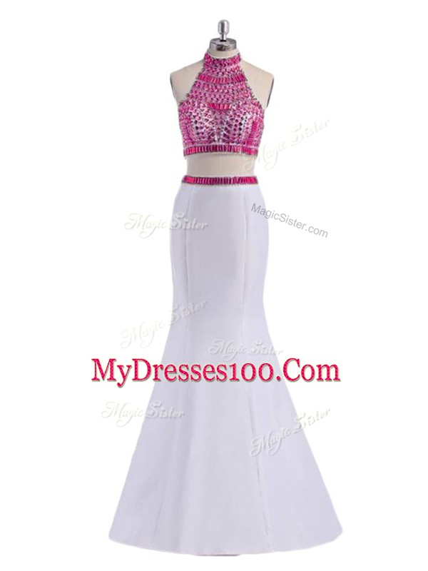Hot Sale Sleeveless Criss Cross Floor Length Beading Prom Party Dress
