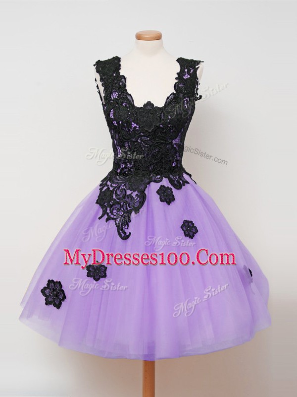 Sleeveless Appliques Zipper Wedding Guest Dresses
