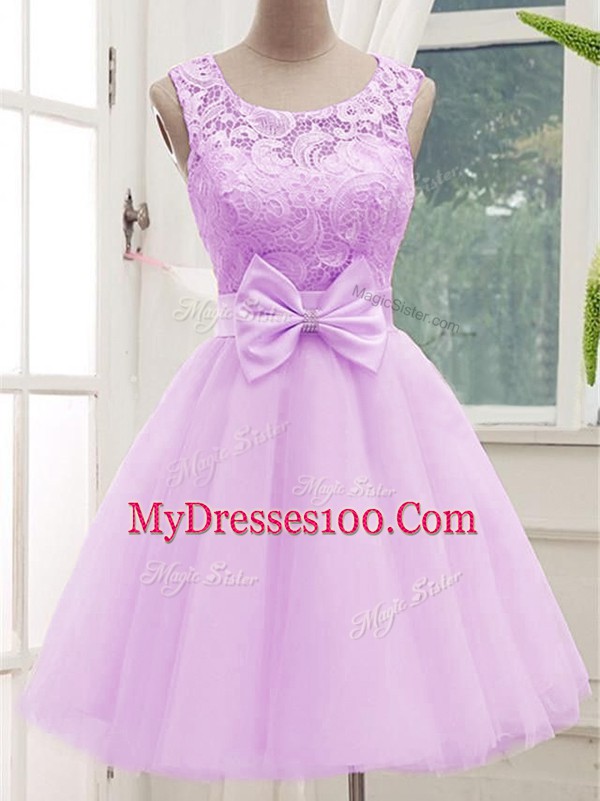 Top Selling Lilac Sleeveless Tulle Lace Up Vestidos de Damas for Prom and Party and Wedding Party