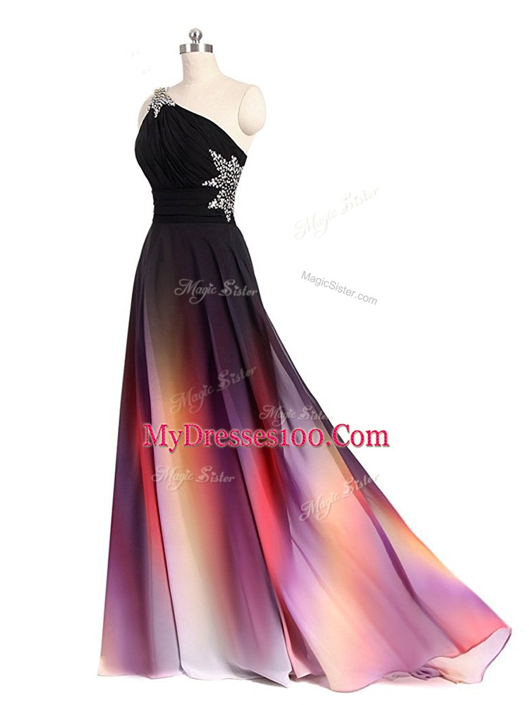 Great Multi-color Neckline Beading Prom Evening Gown Sleeveless Lace Up