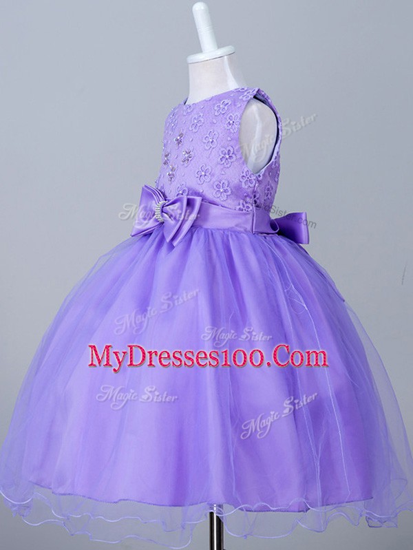 Eggplant Purple Sleeveless Tulle Zipper Little Girls Pageant Dress Wholesale for Wedding Party