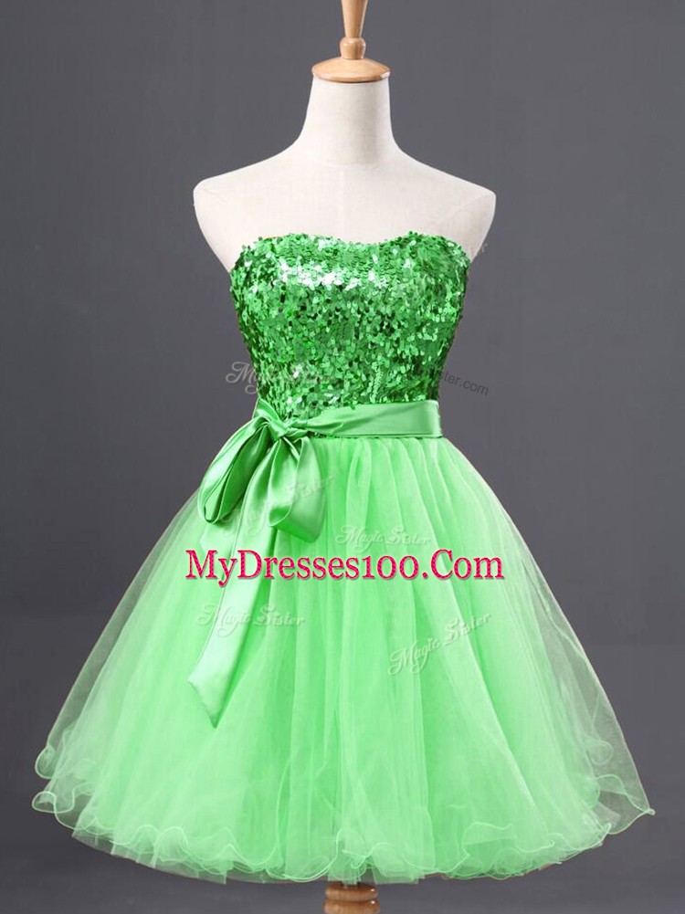 Fantastic Sweetheart Sleeveless Evening Dress Mini Length Sequins Tulle