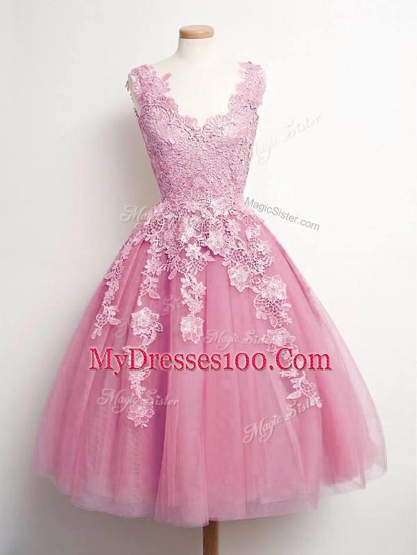 Flirting Sleeveless Lace Lace Up Wedding Party Dress