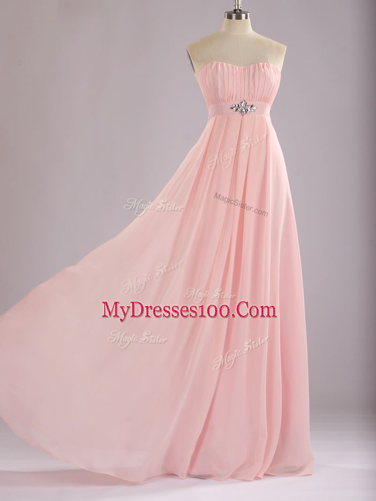 Sleeveless Beading and Ruching Zipper Vestidos de Damas