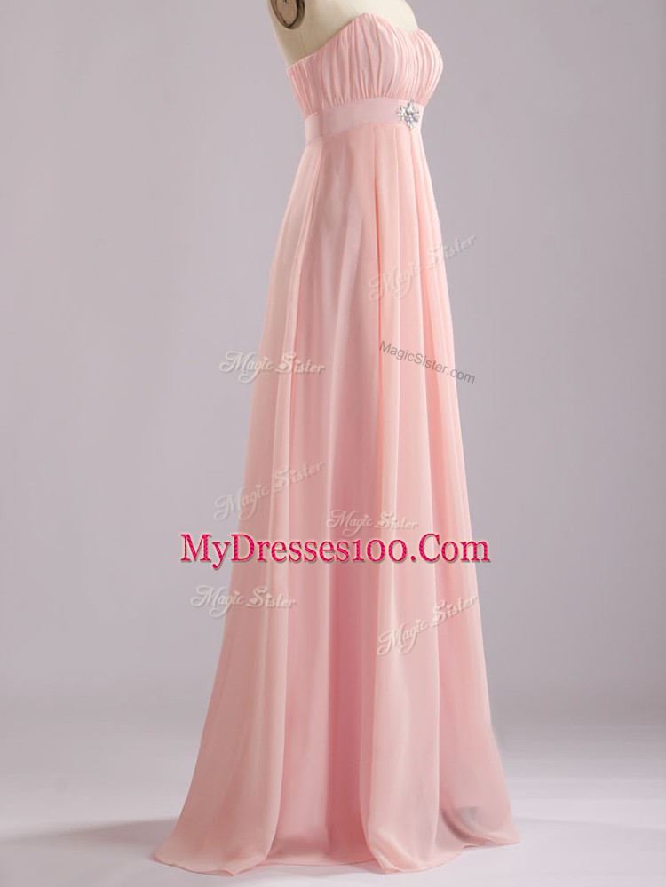 Sleeveless Beading and Ruching Zipper Vestidos de Damas