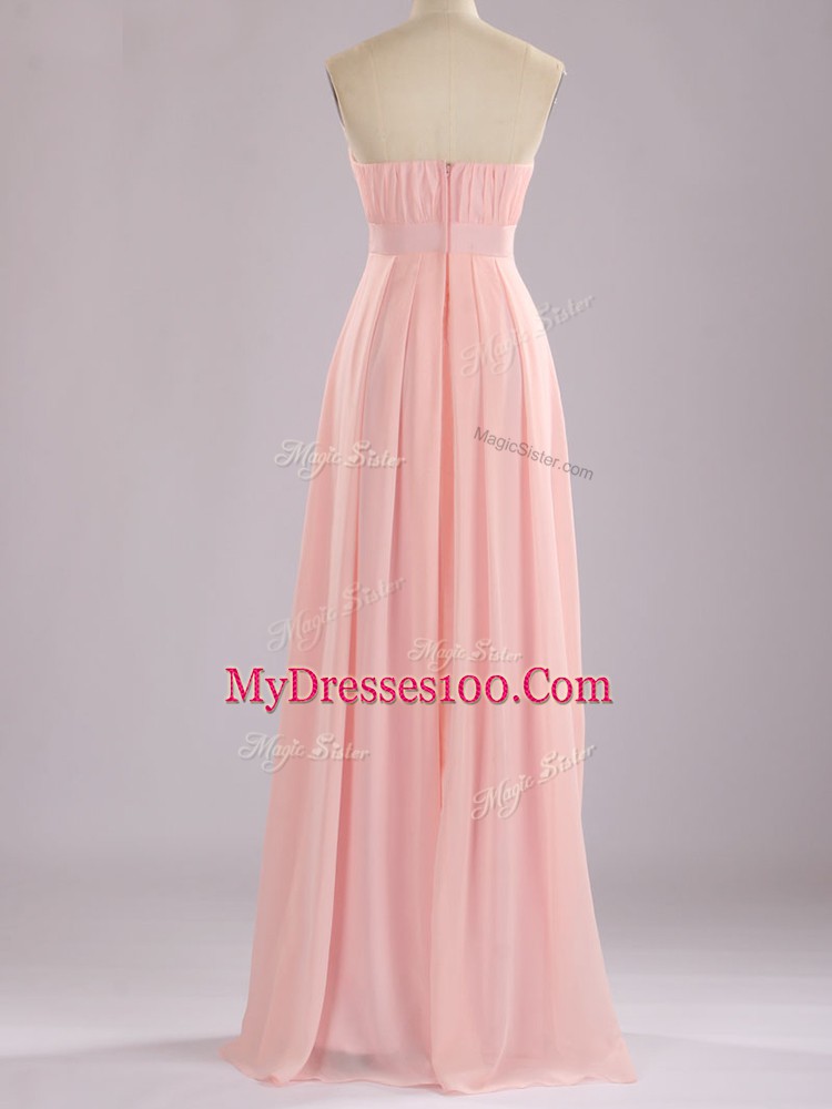 Sleeveless Beading and Ruching Zipper Vestidos de Damas
