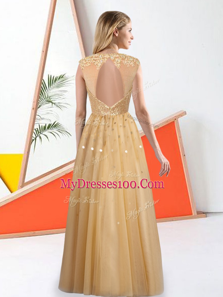 Exceptional Green Bateau Neckline Beading and Lace Dama Dress for Quinceanera Sleeveless Backless