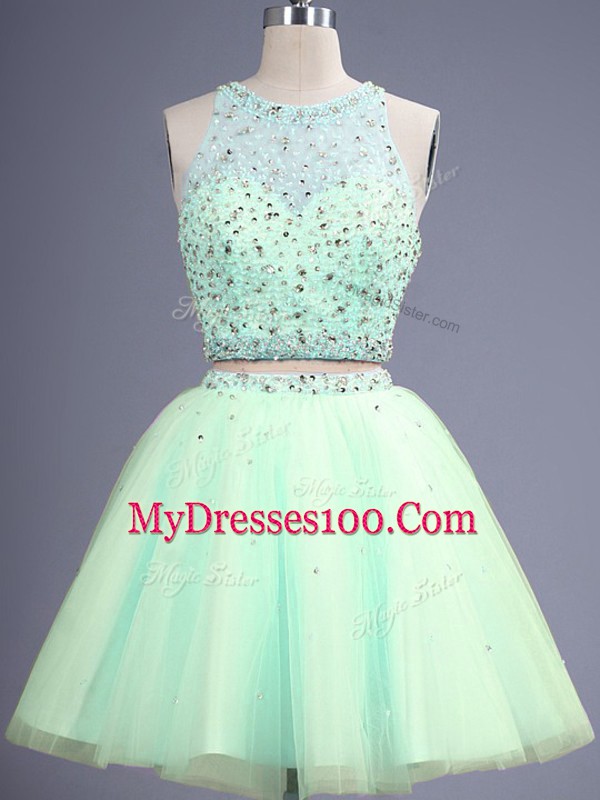 Glamorous Sleeveless Beading Lace Up Damas Dress