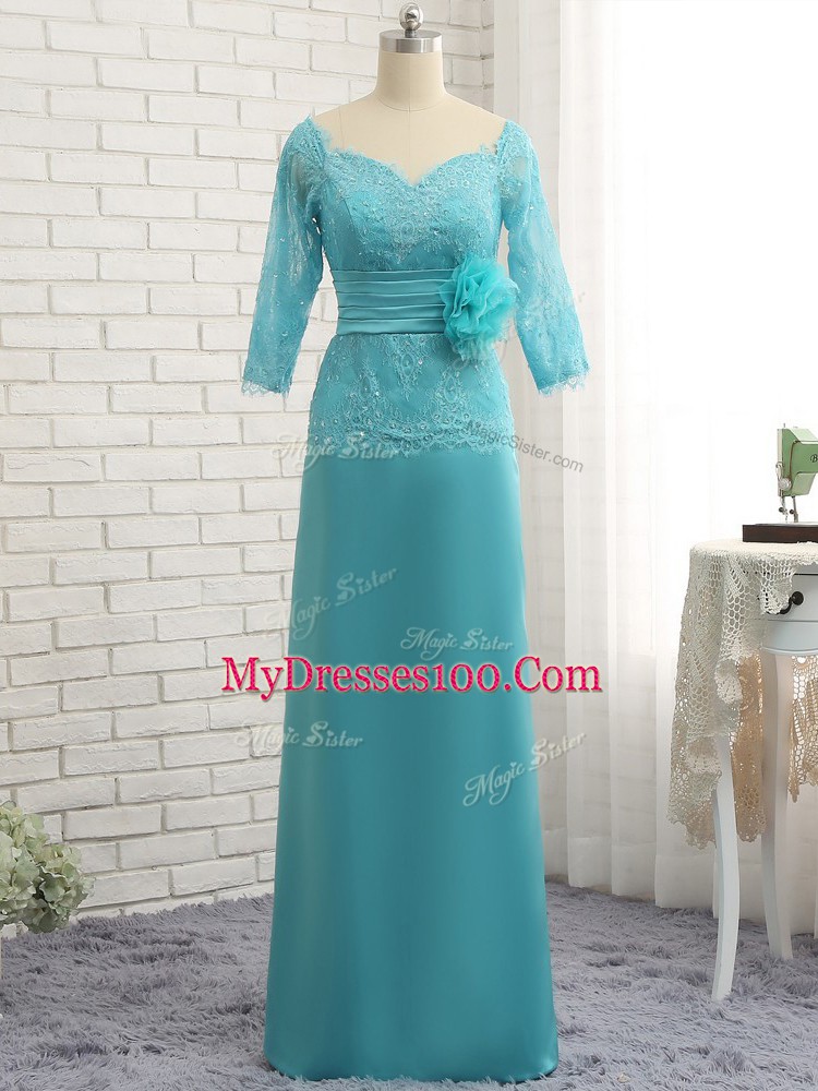 Smart 3 4 Length Sleeve Lace and Appliques Zipper Mother Dresses