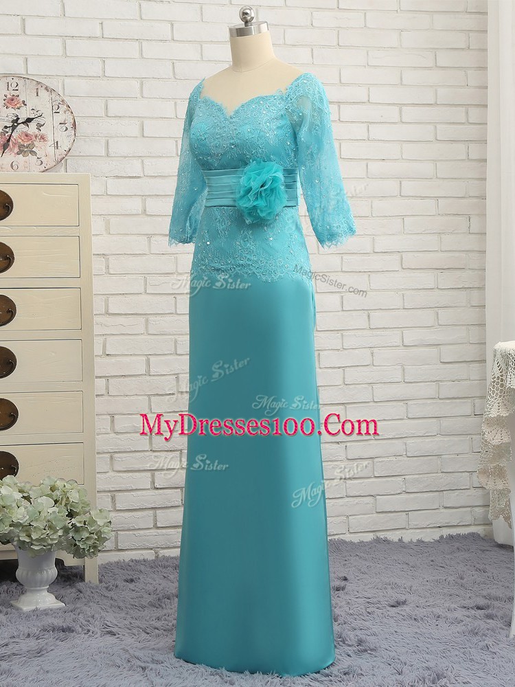 Smart 3 4 Length Sleeve Lace and Appliques Zipper Mother Dresses