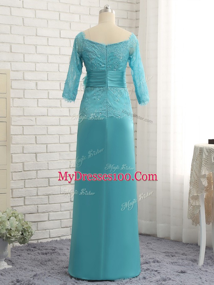 Smart 3 4 Length Sleeve Lace and Appliques Zipper Mother Dresses