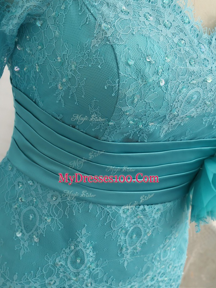 Smart 3 4 Length Sleeve Lace and Appliques Zipper Mother Dresses