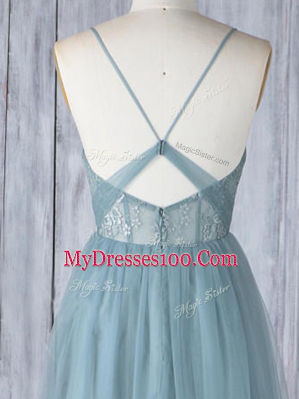 Latest Sleeveless Criss Cross Floor Length Appliques Quinceanera Court of Honor Dress