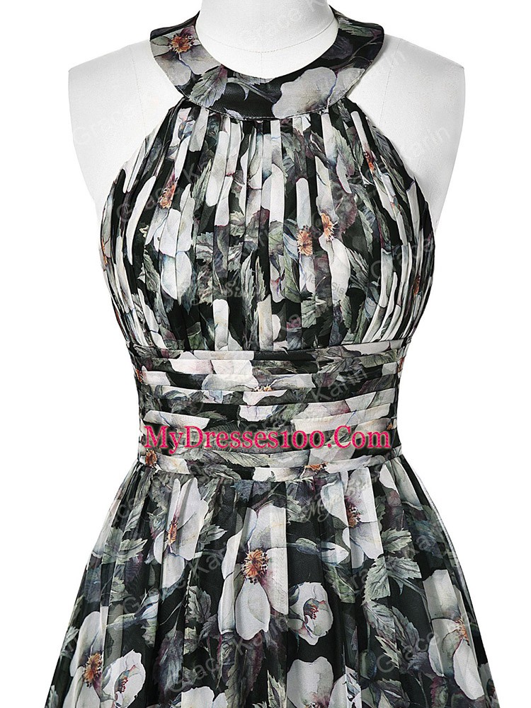 Shining Multi-color Prom Party Dress Prom and Party and Beach with Ruching Halter Top Sleeveless Zipper