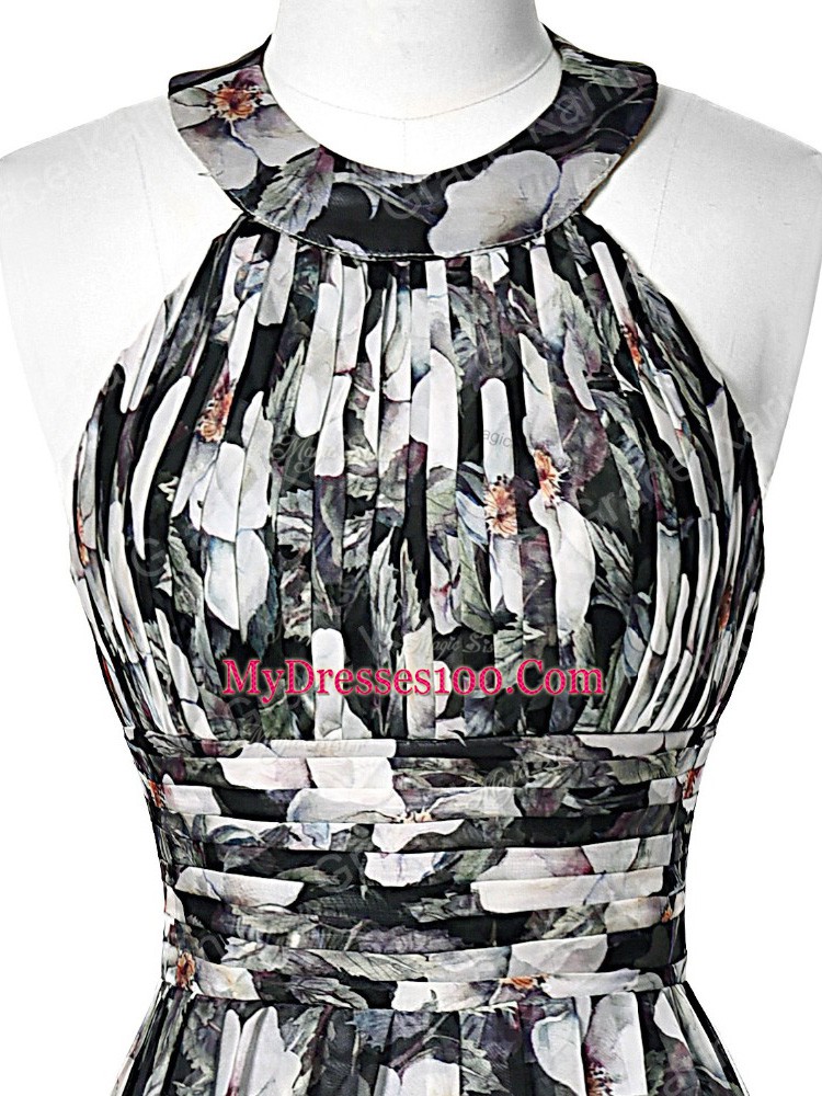 Shining Multi-color Prom Party Dress Prom and Party and Beach with Ruching Halter Top Sleeveless Zipper