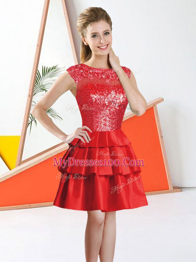 Custom Designed Sleeveless Backless Knee Length Beading and Lace Quinceanera Court Dresses