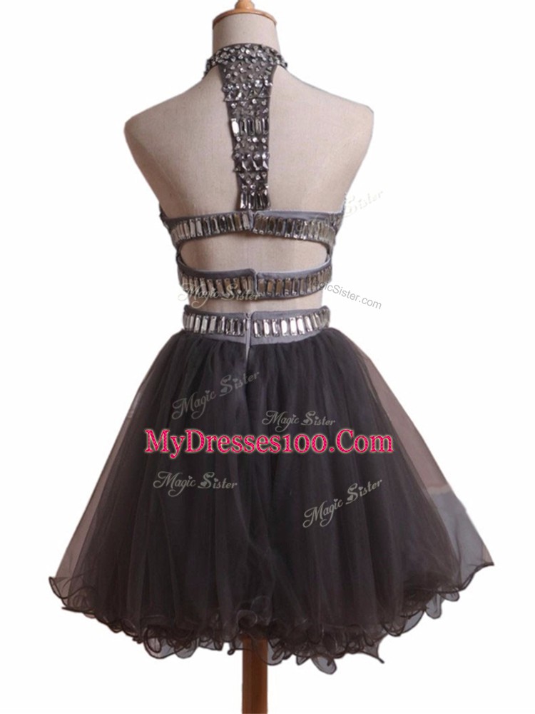 Top Selling Black Criss Cross Homecoming Dress Beading Sleeveless Mini Length