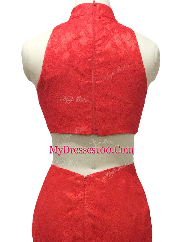 Admirable Sleeveless Brush Train Lace Zipper Prom Dress