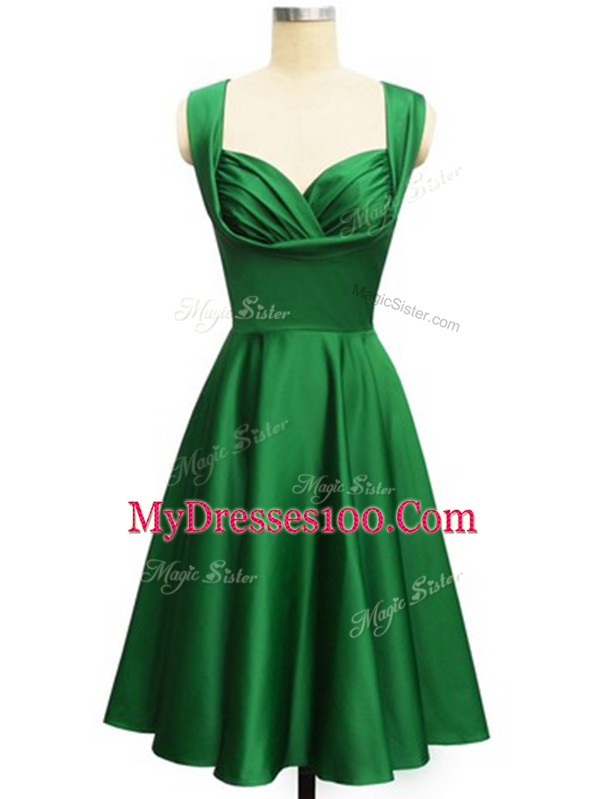 Delicate Straps Sleeveless Lace Up Quinceanera Court Dresses Dark Green Taffeta