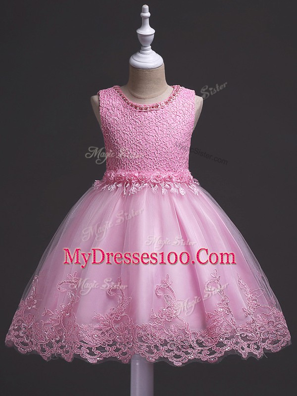 Sleeveless Lace Zipper Little Girls Pageant Gowns