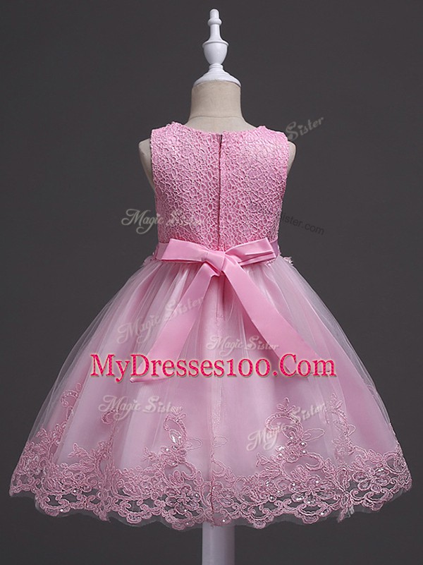 Sleeveless Lace Zipper Little Girls Pageant Gowns