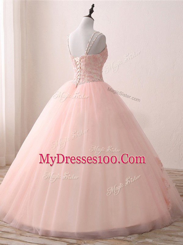 Sleeveless Beading and Appliques Lace Up Vestidos de Quinceanera