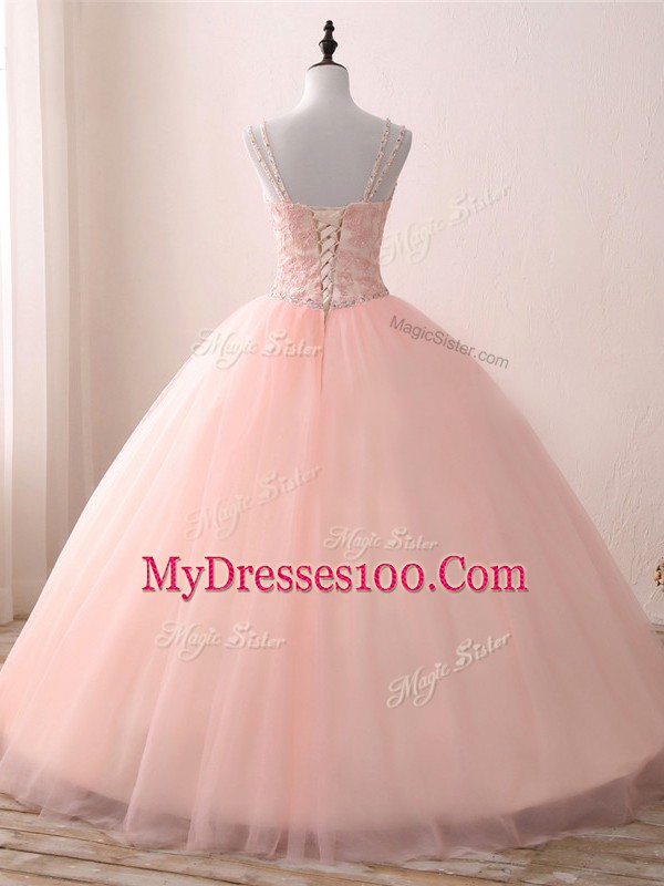 Sleeveless Beading and Appliques Lace Up Vestidos de Quinceanera