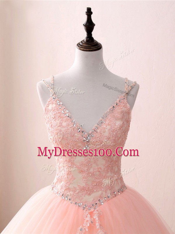 Sleeveless Beading and Appliques Lace Up Vestidos de Quinceanera