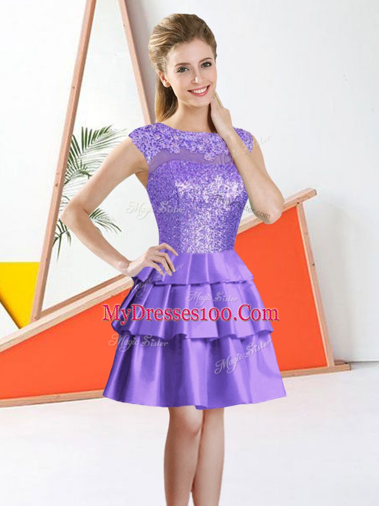 Knee Length A-line Sleeveless Lavender Damas Dress Backless