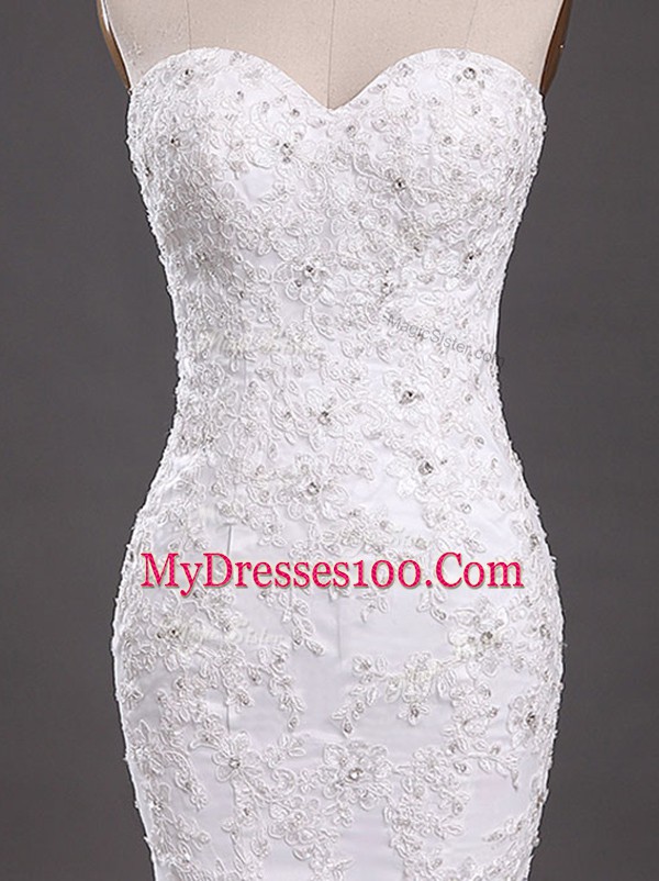 Gorgeous White Sweetheart Neckline Lace Wedding Dresses Sleeveless Lace Up