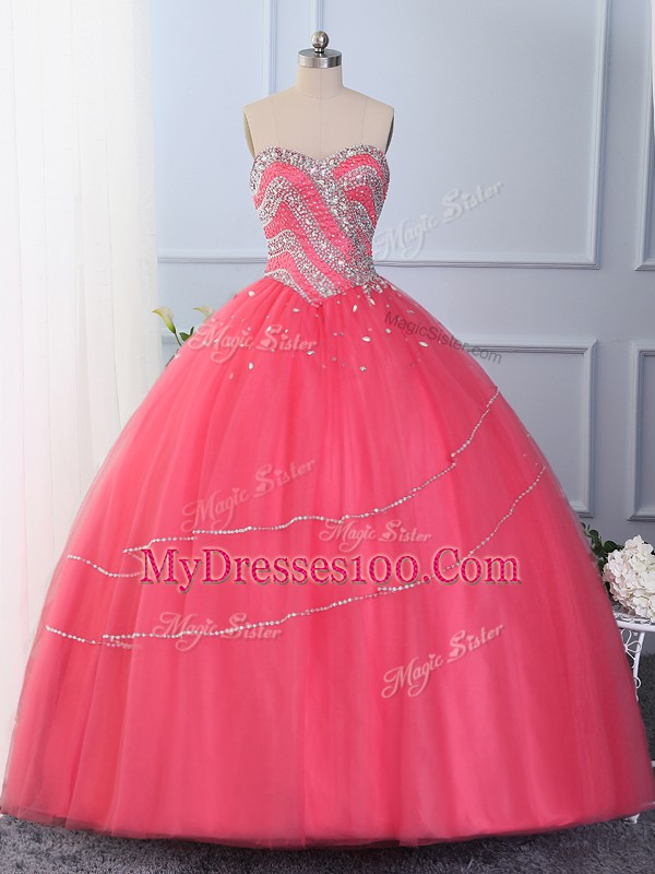 Sleeveless Lace Up Floor Length Beading Vestidos de Quinceanera