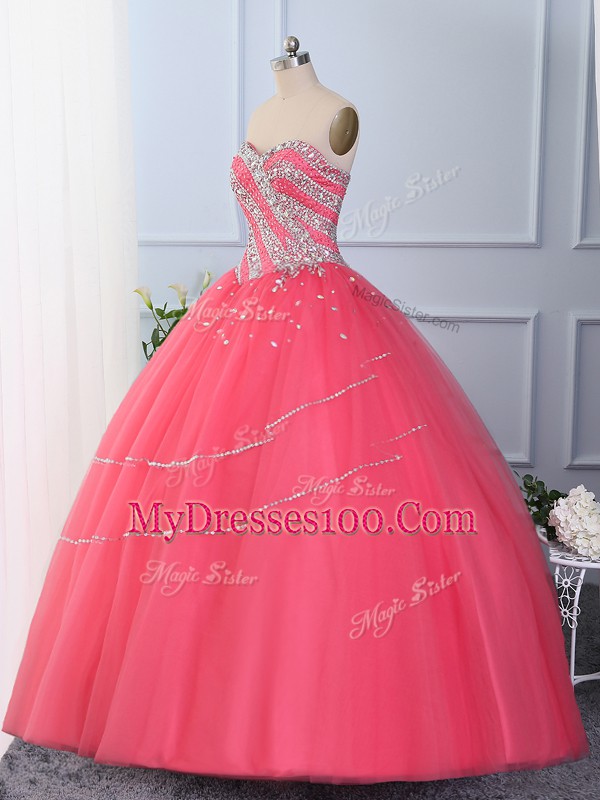 Sleeveless Lace Up Floor Length Beading Vestidos de Quinceanera