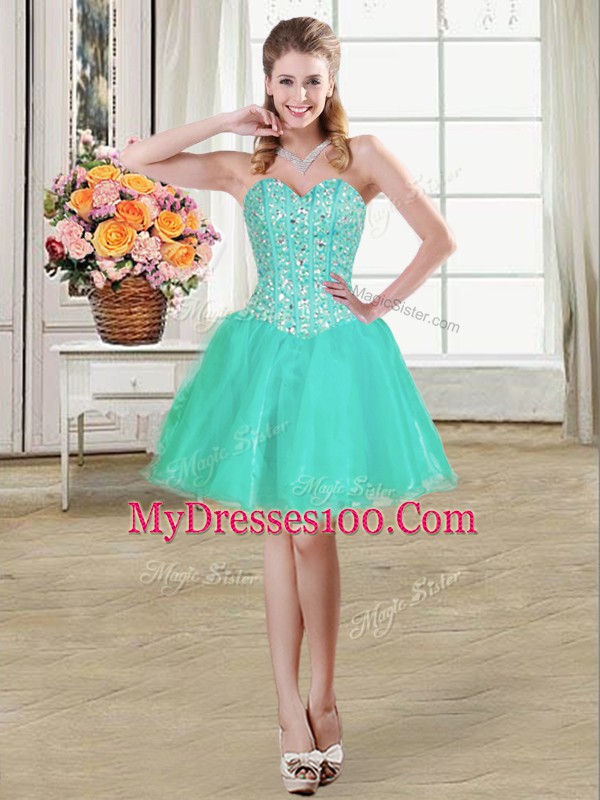 Three Pieces Sleeveless Turquoise Vestidos de Quinceanera Brush Train Lace Up