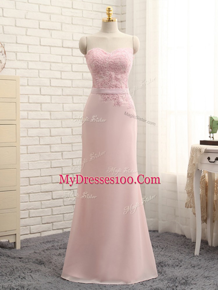 Fitting Baby Pink Sweetheart Zipper Lace Wedding Party Dress Sleeveless