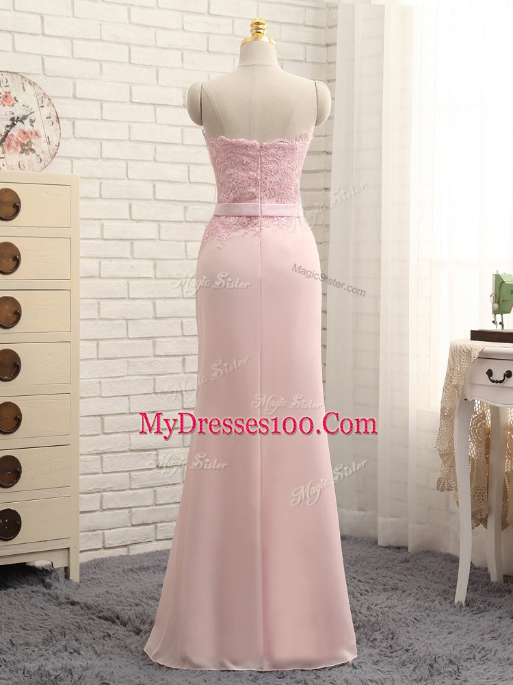 Fitting Baby Pink Sweetheart Zipper Lace Wedding Party Dress Sleeveless