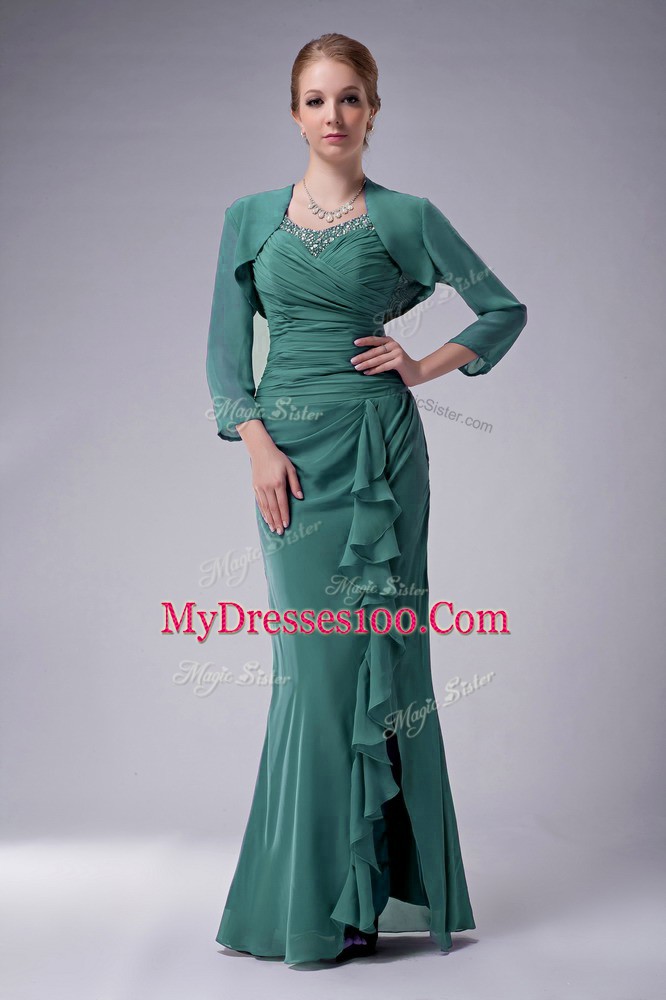New Arrival Sleeveless Zipper Floor Length Beading Mother Of The Bride Dress
