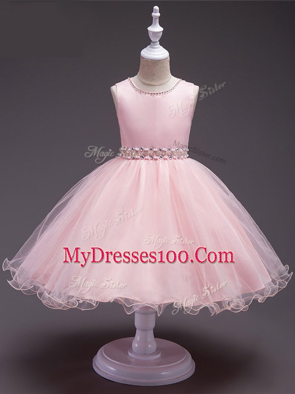 Sleeveless Beading Zipper Flower Girl Dresses for Less