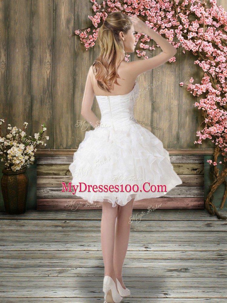 Flare Sweetheart Sleeveless Zipper Wedding Dress White Organza