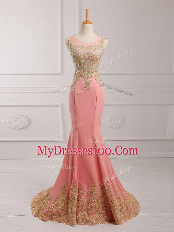 Beauteous Watermelon Red Scoop Sleeveless Brush Train Side Zipper
