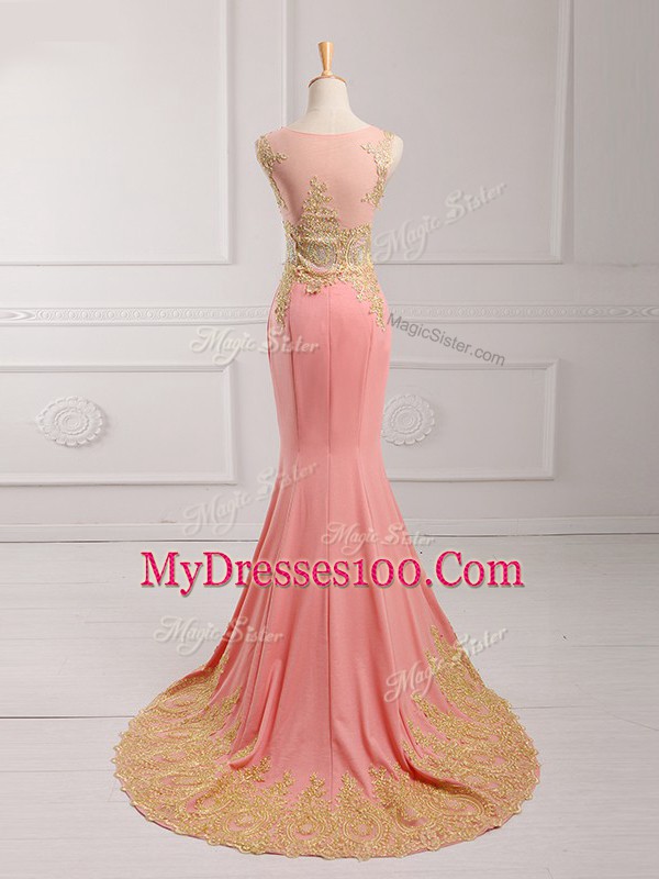 Beauteous Watermelon Red Scoop Sleeveless Brush Train Side Zipper