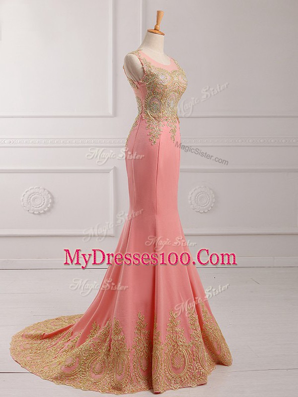 Beauteous Watermelon Red Scoop Sleeveless Brush Train Side Zipper